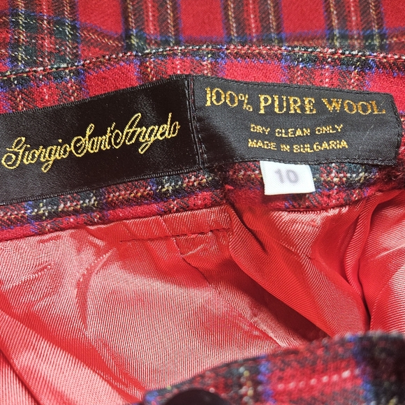 80s Vintage Gorgio Red Christmas Plaid Tartan Wool High Rise Shorts 10 27" Punk - Picture 15 of 16